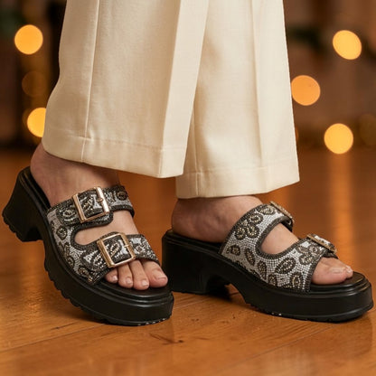 Luxe Beaded Platform Slides - ALSP|3090