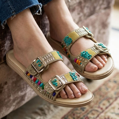 Midnight Oasis Beaded Slides - ARSP|3250