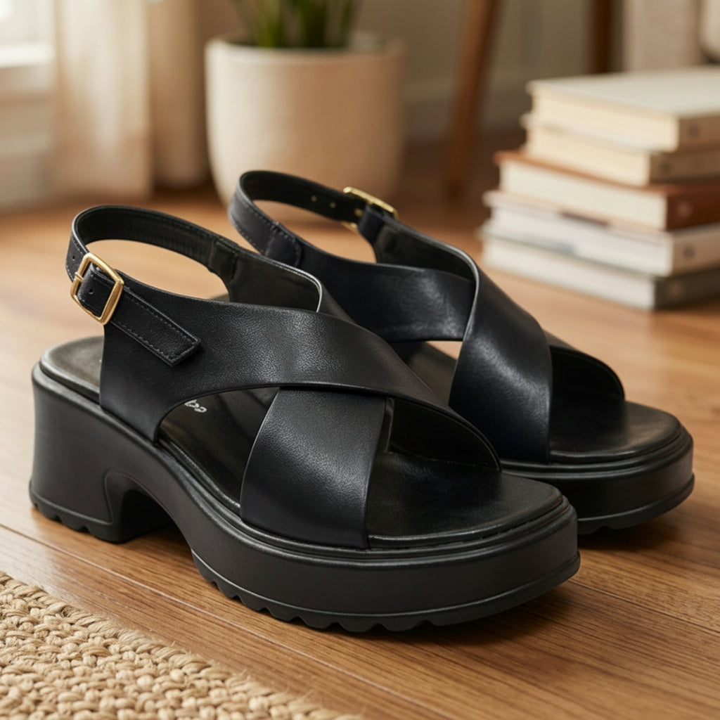 Lug Sole Wedge Heels Sandals - BLSC|2600