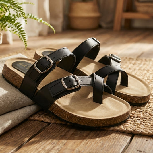 Cork Sole Toe Ring Slippers - BRKNCS|2850
