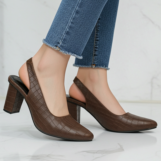 Slingback Block Heels Pumps - CRBP21575