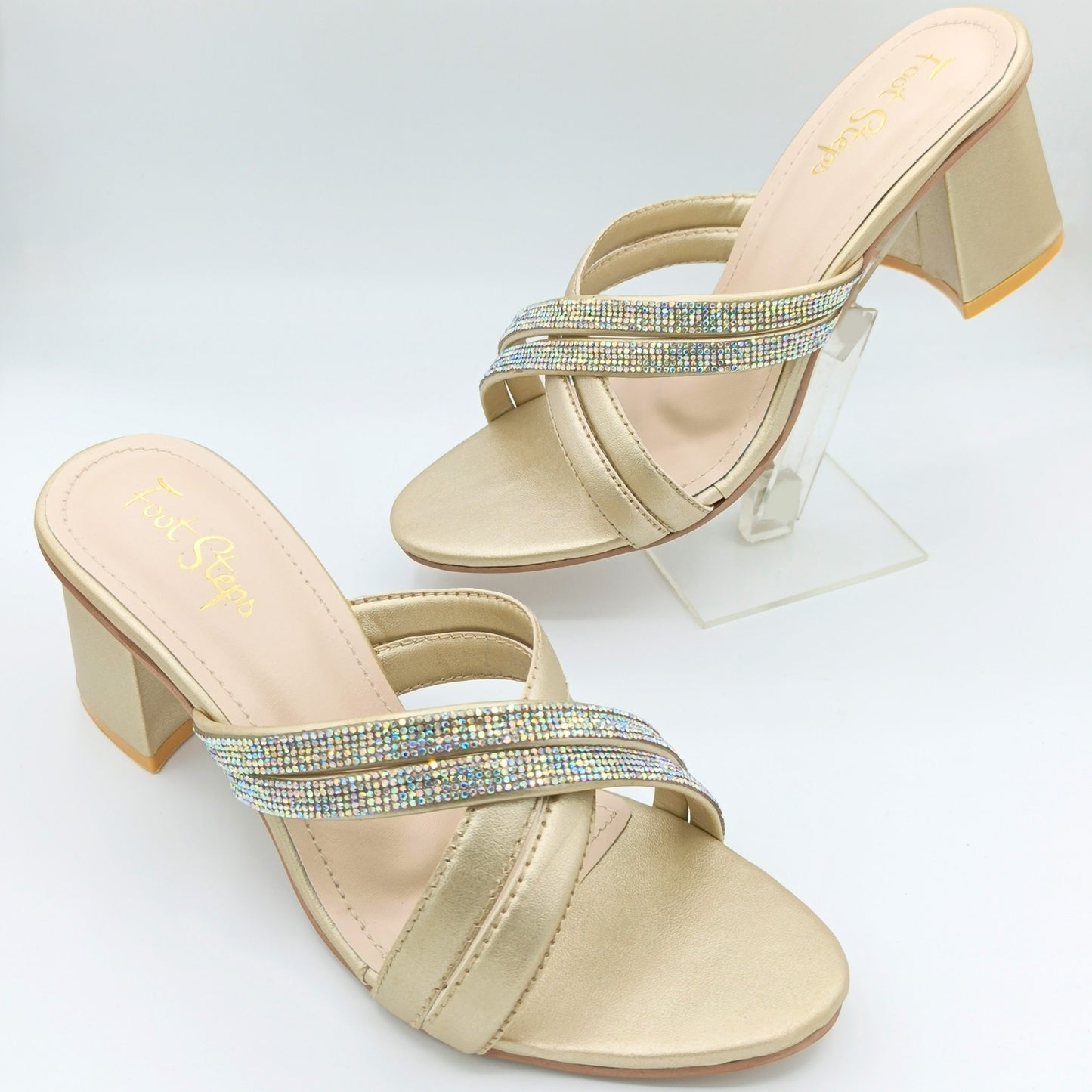 Embellished Block Heels Sandals - DPBH21350