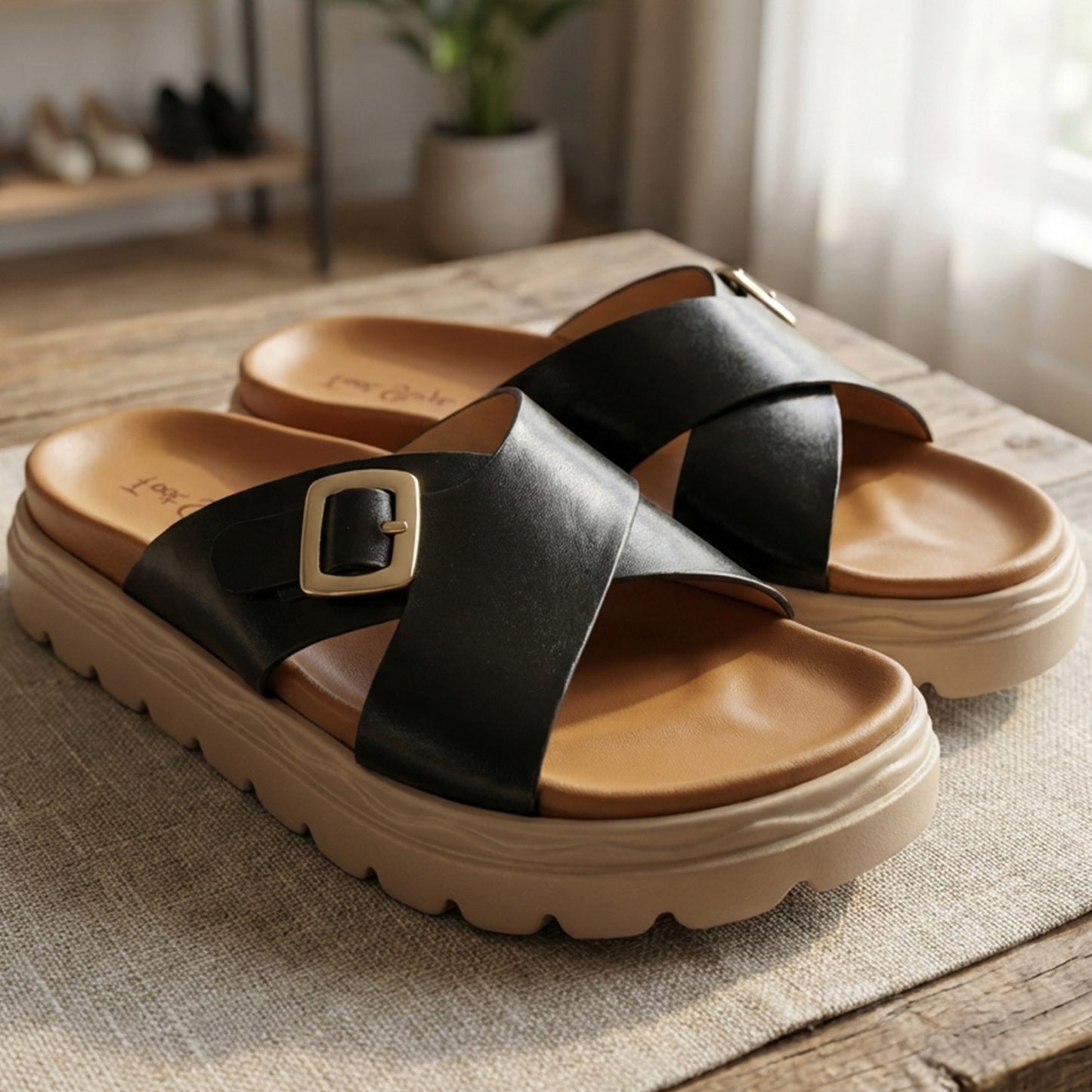 Comfort Flatform Slippers - FECB|2950