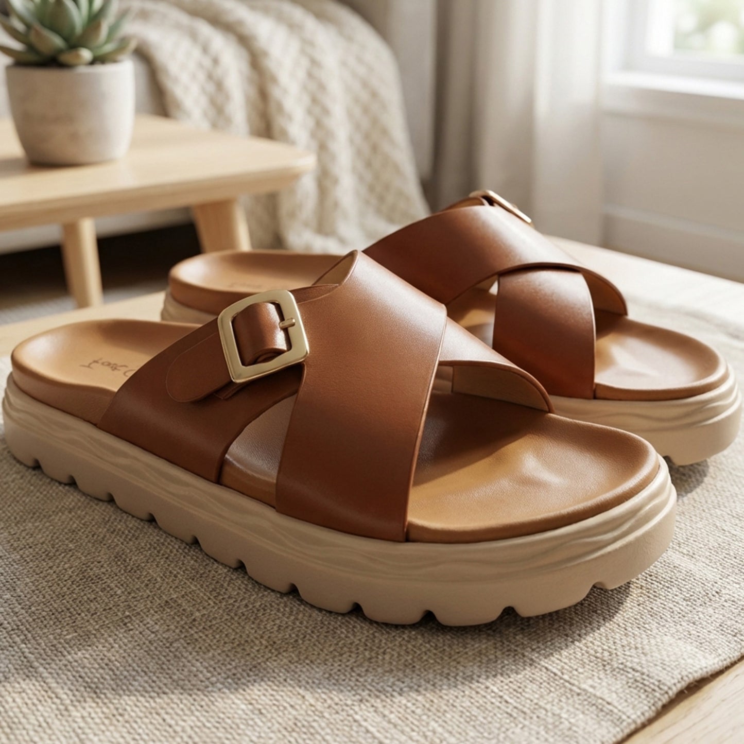 Comfort Flatform Slippers - FECB|2950