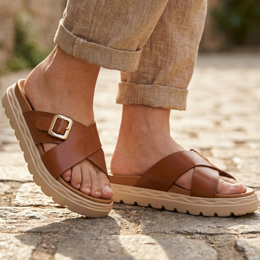 Comfort Flatform Slippers - FECB|2950