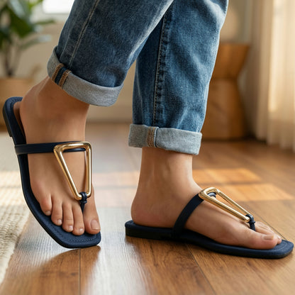 Gold Tone Pyramid Flat Slides - JSFT|2350