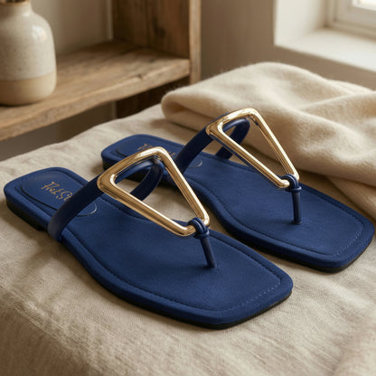 Gold Tone Pyramid Flat Slides - JSFT|2350