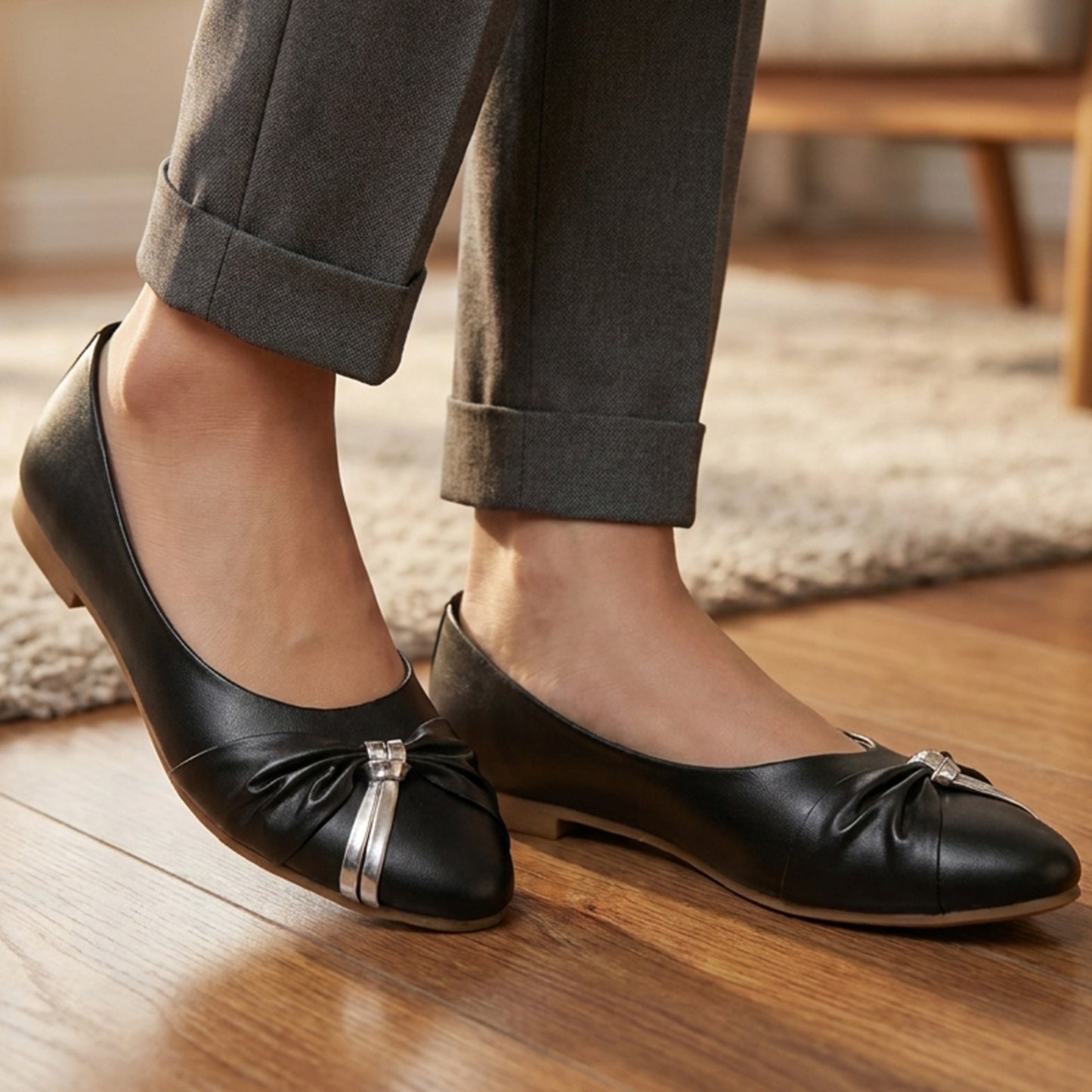 Ruched Knot Flat Pumps - MSK|1765
