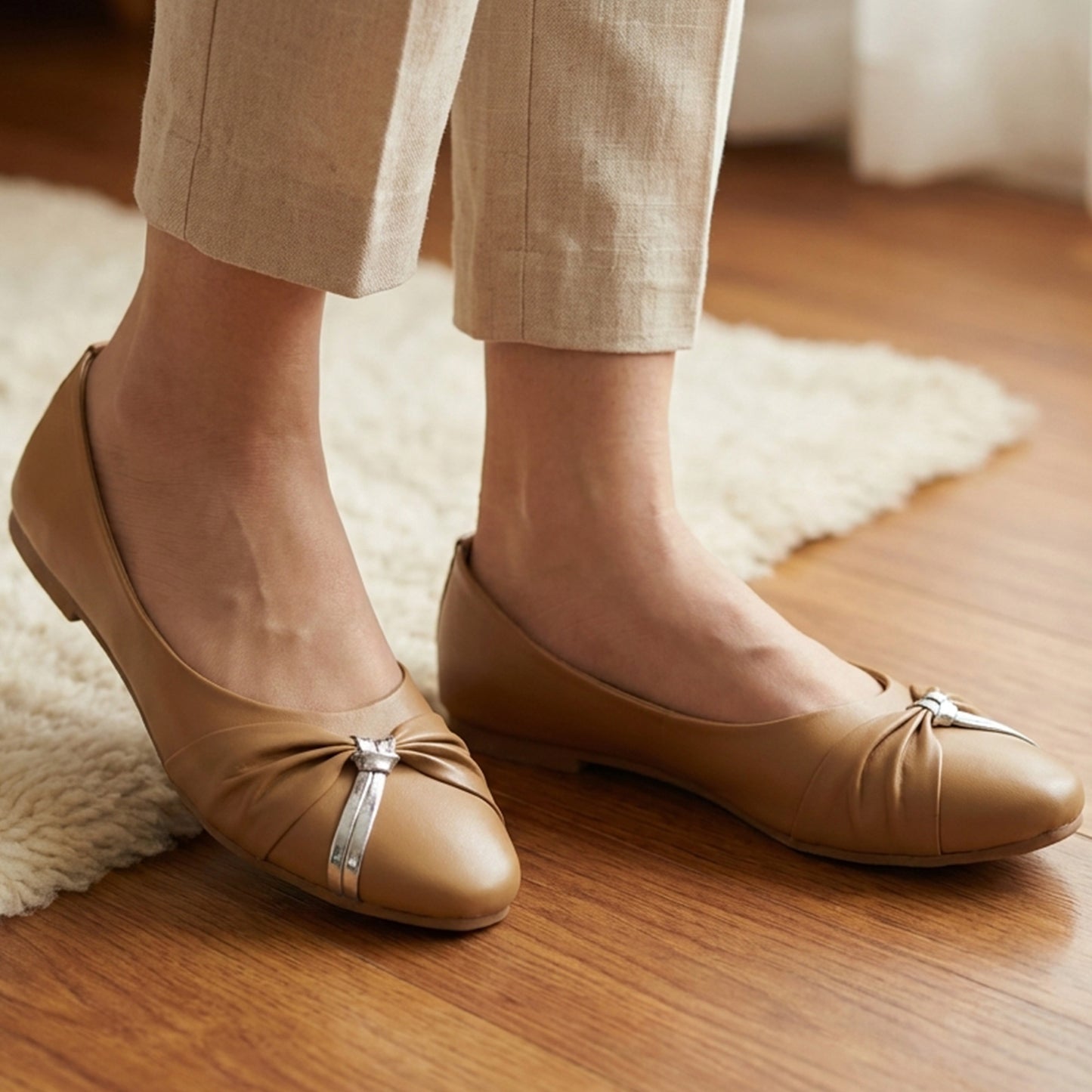 Ruched Knot Flat Pumps - MSK|1765