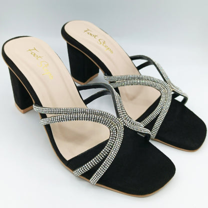 Embellished Block Heels Sandals - NBH21450