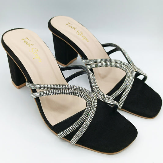 Embellished Block Heels Sandals - NBH21450