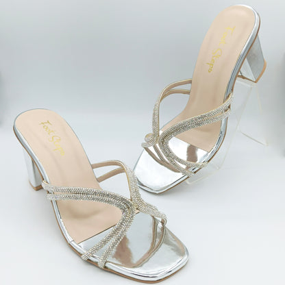 Embellished Block Heels Sandals - NBH21450