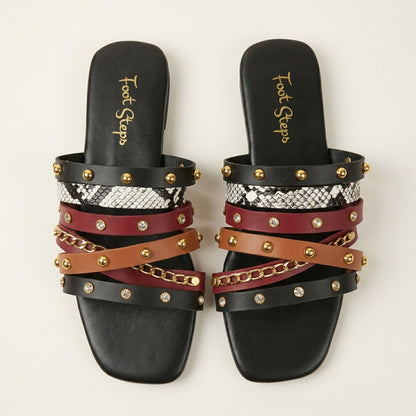 Leopard & Chains Flat Slides - RNCB|2450