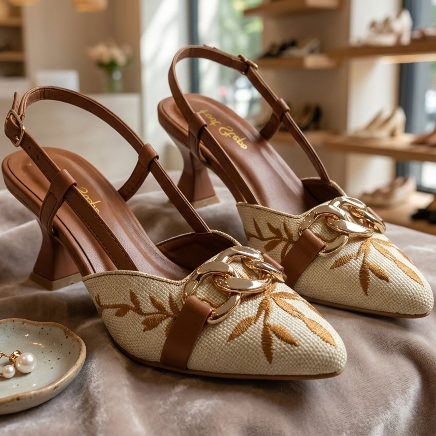 Woven Stitchwork Slingback Heels - RWCH|2950
