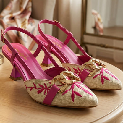 Woven Stitchwork Slingback Heels - RWCH|2950