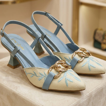 Woven Stitchwork Slingback Heels - RWCH|2950