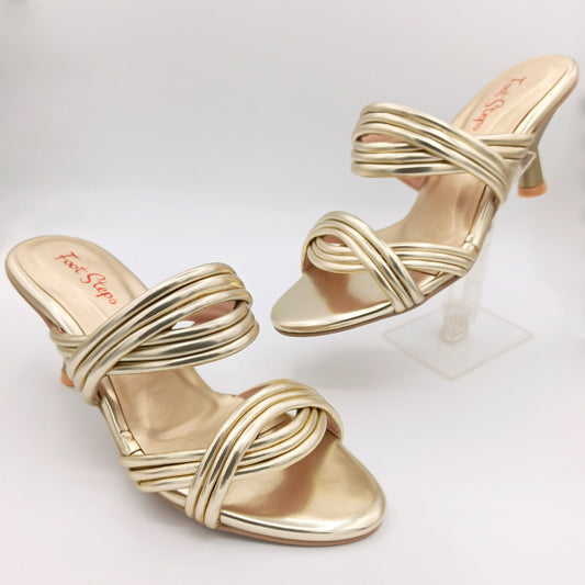 Gunmetal Cone Heels Sandals - TSDKM21650