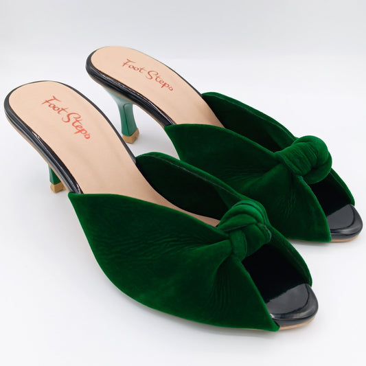 Velvet Peep Toe Heels Sandals - TSGH21290