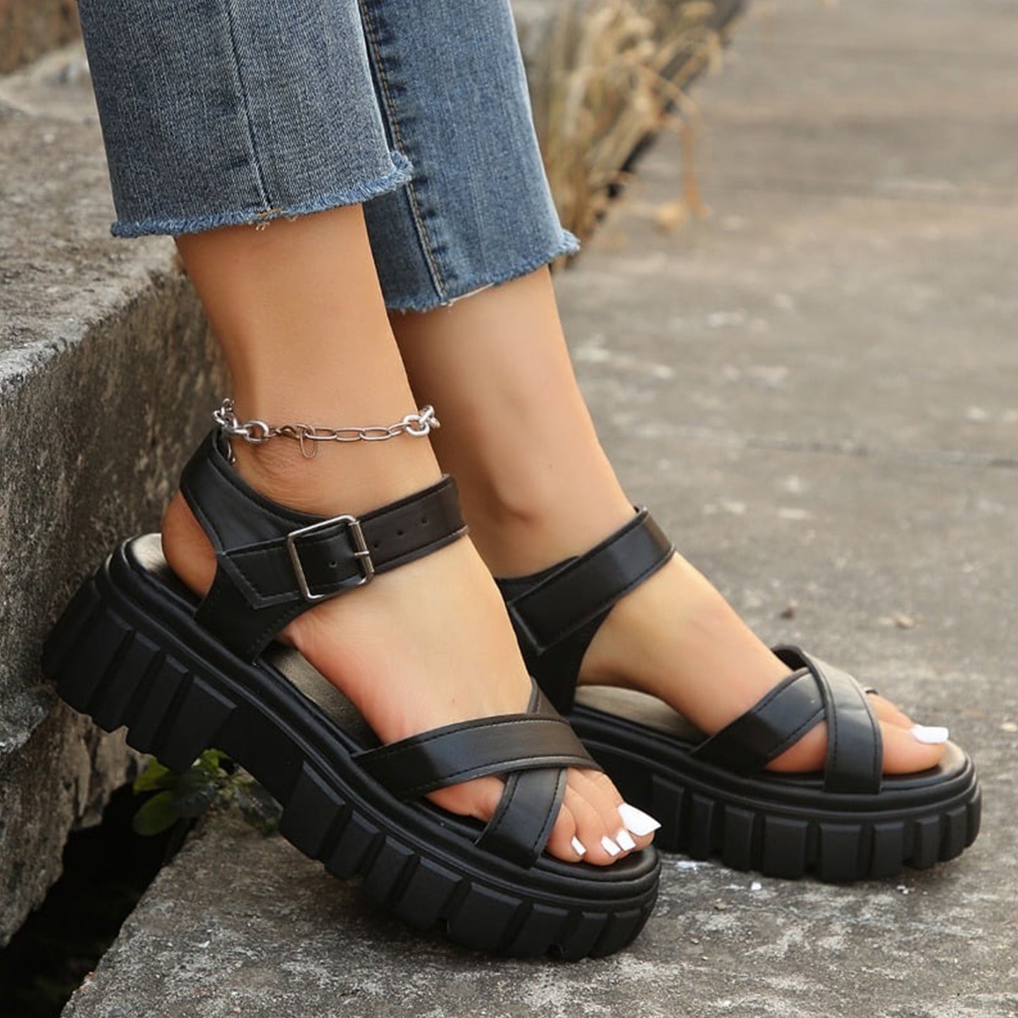 Chunky Lug Sole Sandal For Women