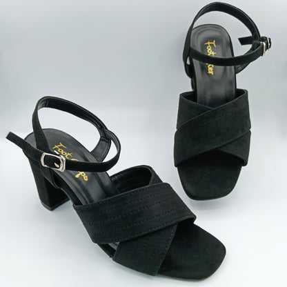Velvet Block Heel Sandals - VBH21350