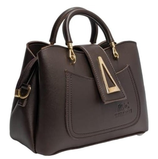 Women's Leather Plain Handbag - MZ60500132BGWRD
