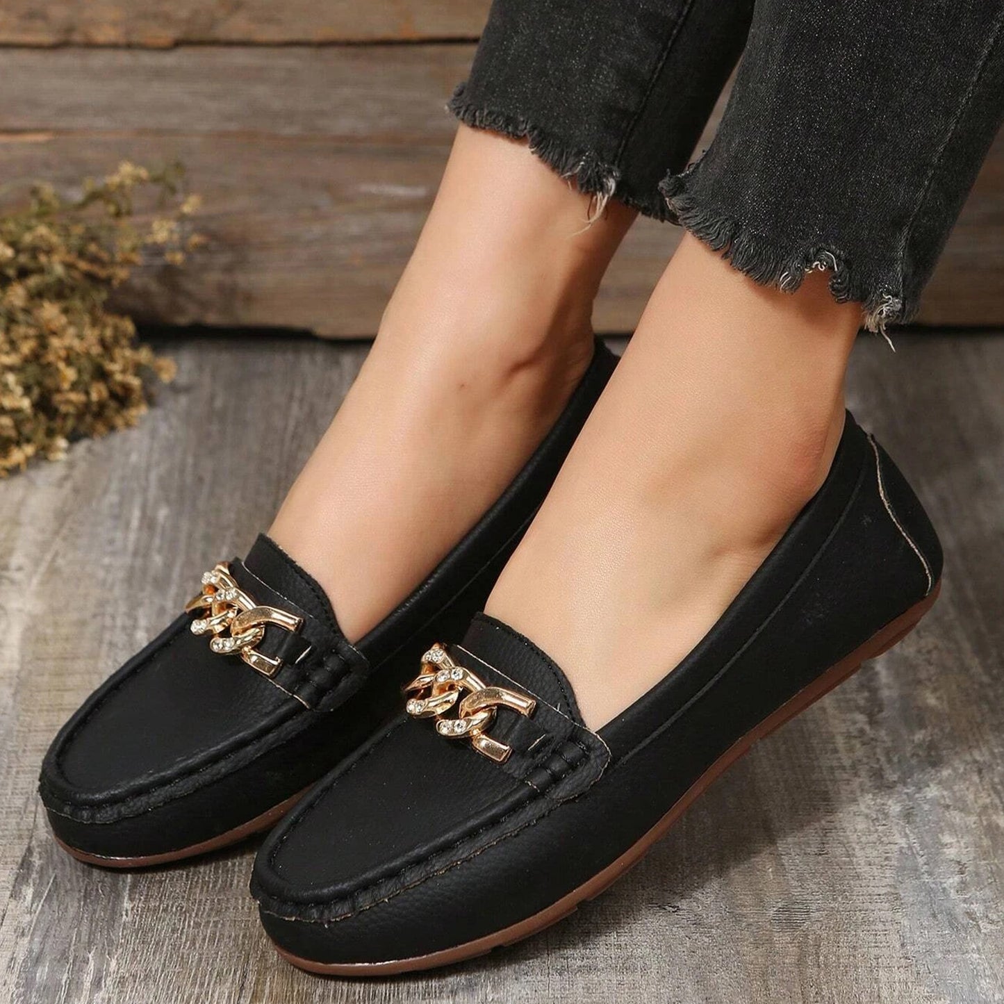 Genuine Leather Medicated Loafers For Women CB