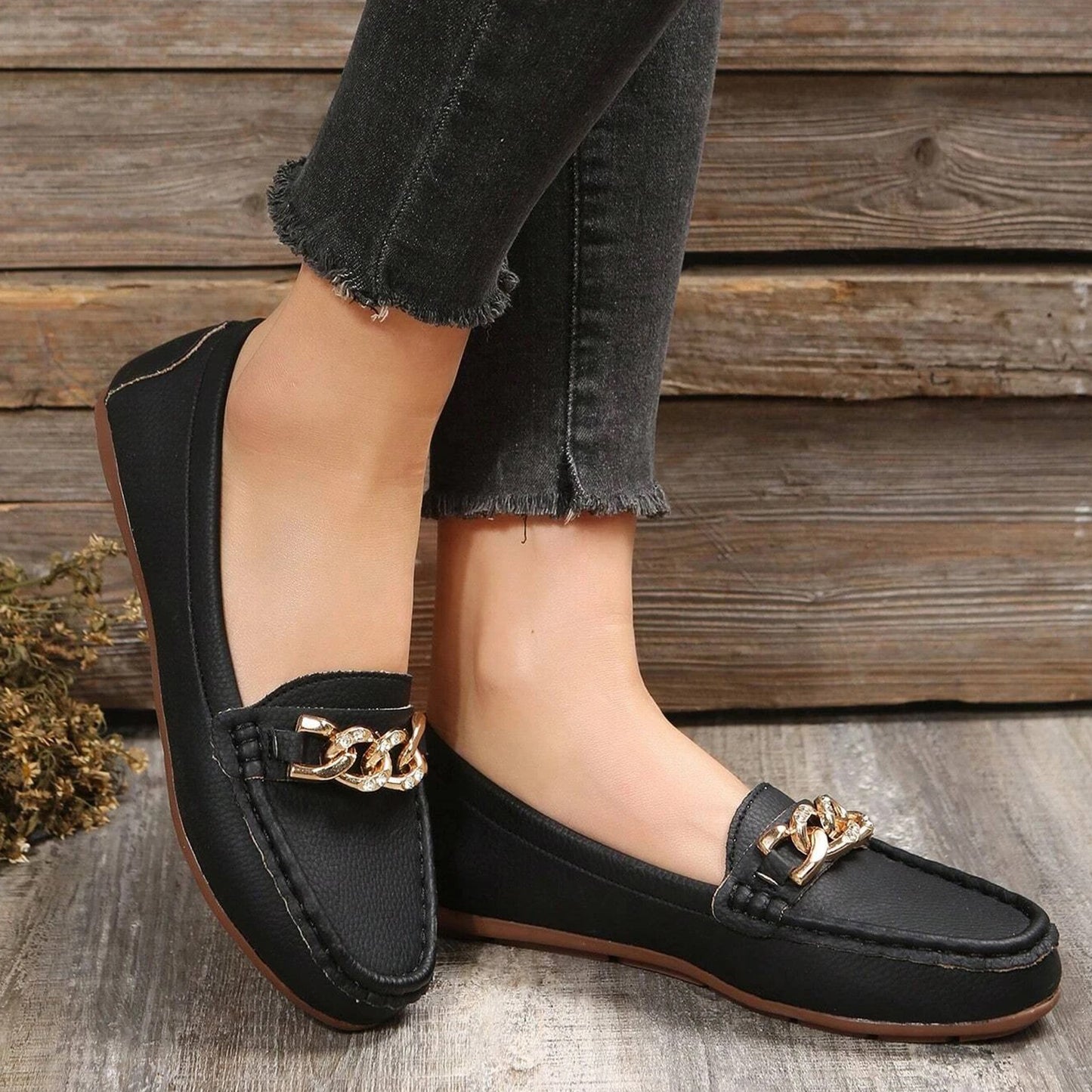 Genuine Leather Medicated Loafers For Women CB