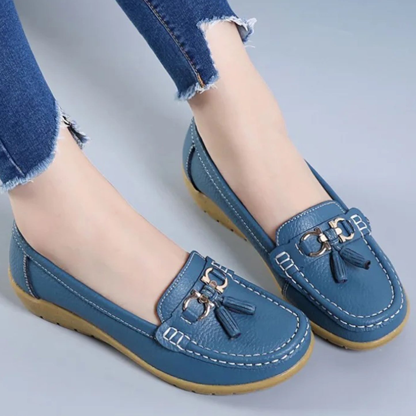 Genuine Leather Medicated Loafers For Women TB