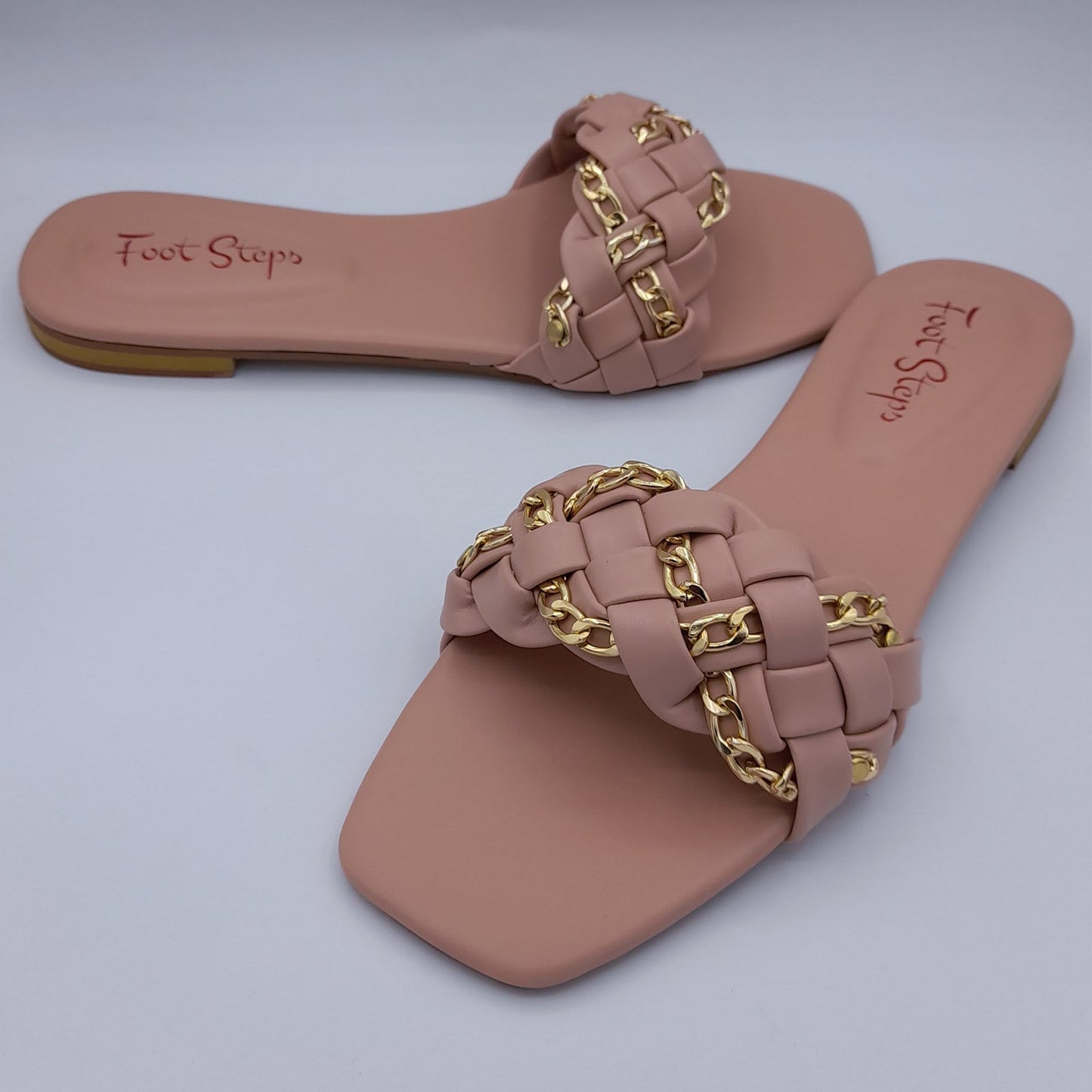 Braided Chain Flat Slides For WomenFoot Steps