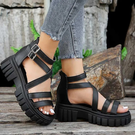 Chunky Cross Straps Sandal For Women