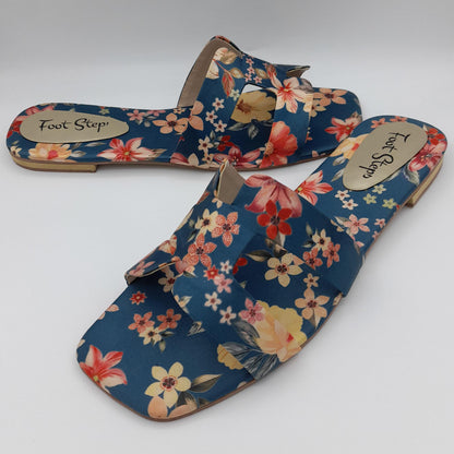 Summer Floral Flat Slides For Women