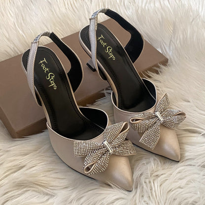 Kitten High Heels Bowknot Embellished Sandals