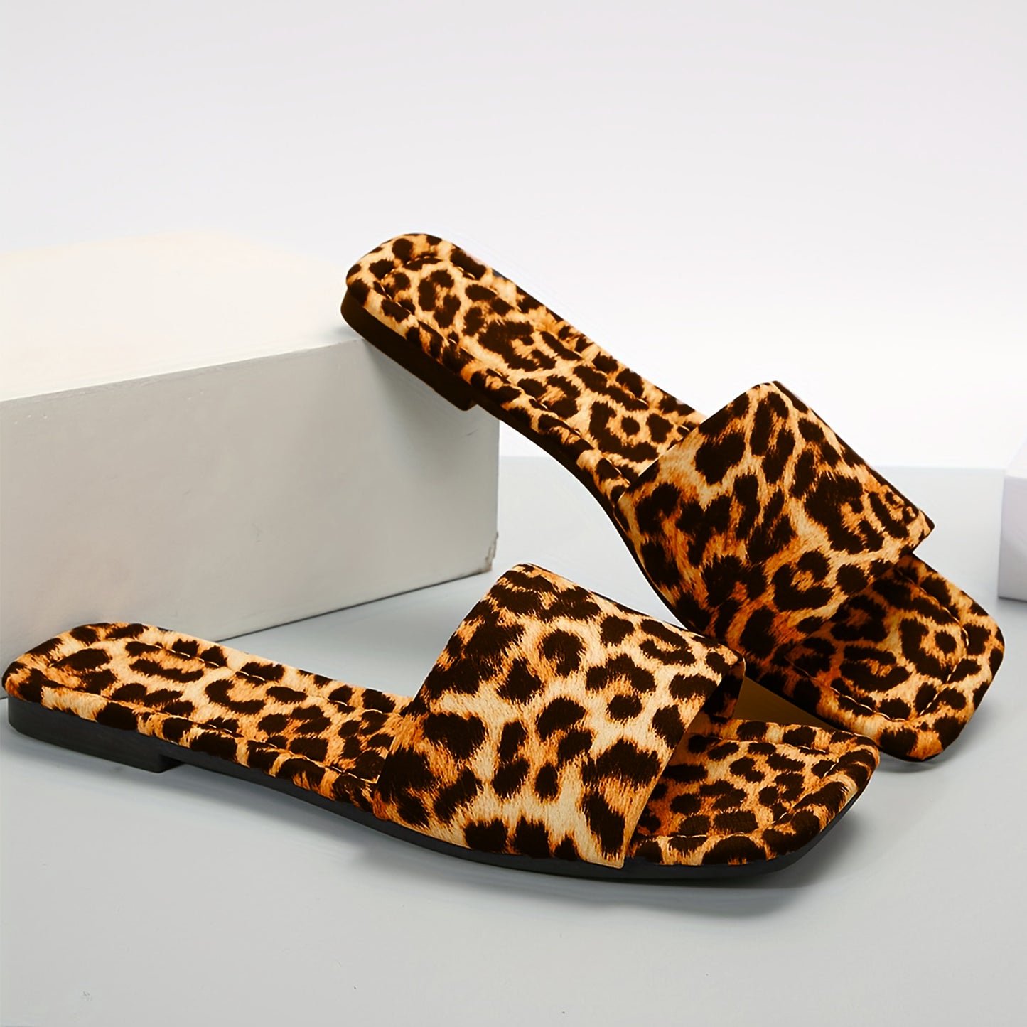 Leopard Printed Flat Slides