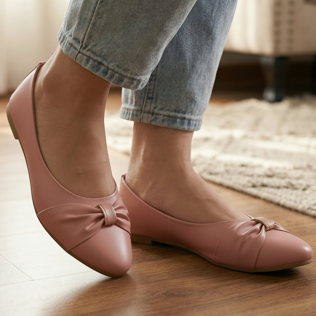 Ballerina Shoes with Bow Accent - MBK|1750