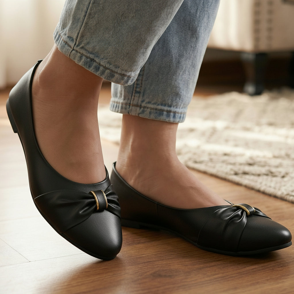 Ballerina Shoes with Bow Accent - MBK|1750