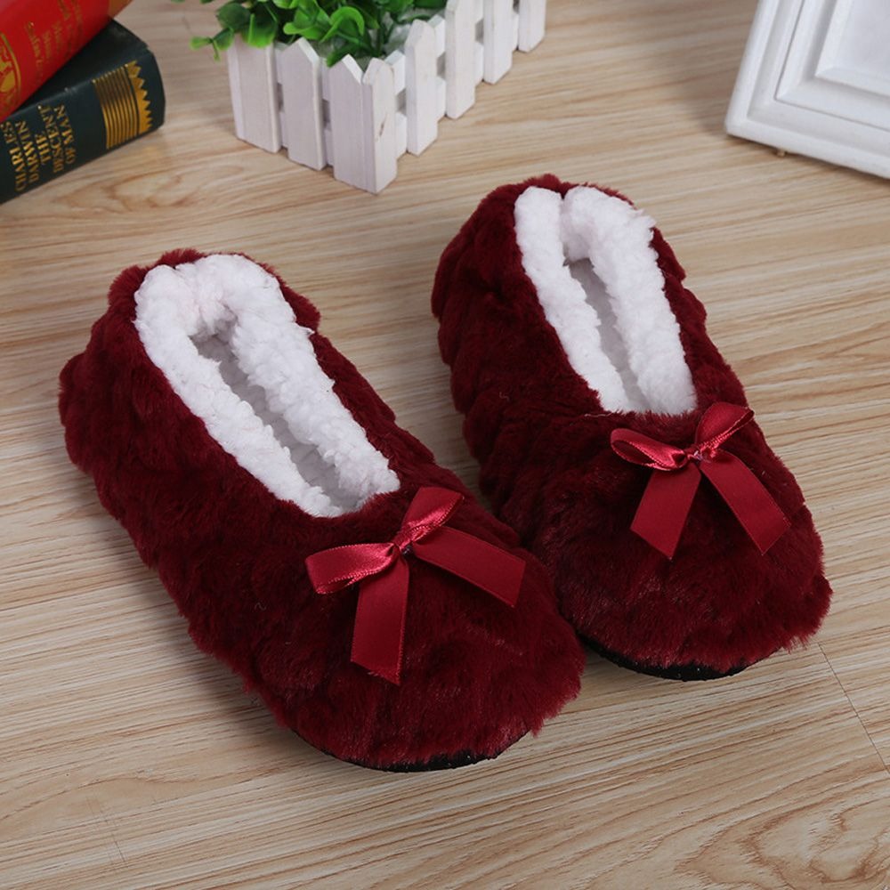 Warm Winter Wool Slippers Indoor Soft Plush Non-slip House Slippers Shoes For Women