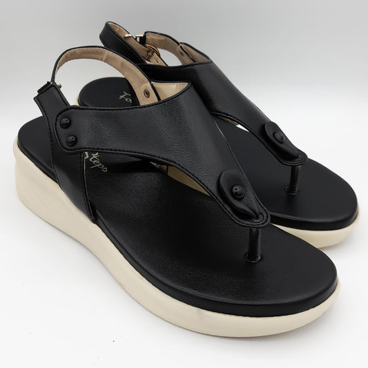 Sports Wear Ladies Wedge Sandals - Black