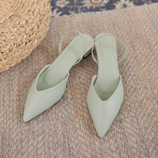 Sling Back Ladies Mules Pumps Shoes - Olive Green